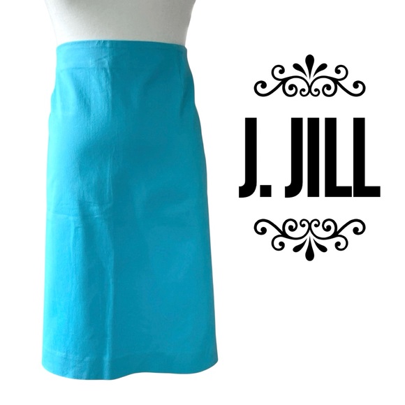 NEW J. Jill Stretch Aqua Blue Turquoise Perfect Pencil Skirt Size 18 NWT - Picture 1 of 9